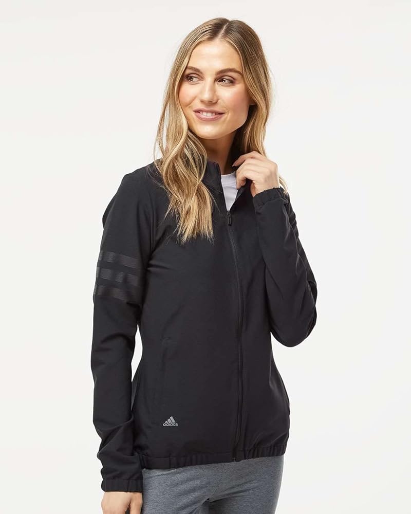 adidas Womens 3-Stripes Full-Zip Jacket, XL, Black at Amazon